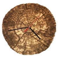 Wall Clock - Engraved Hardwood - Tree Rings Photo
