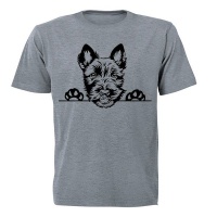 Scottish Terrier - Peeking Dog - Adults - T-Shirt - Grey Photo