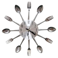Modern Design Cutlery Kitchen Utensil Spoon Fork Wall Clock Photo