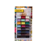 Bulk Pack x 5 Polyester Sewing Thread 9M Bobbins Card of 24 Colour Photo