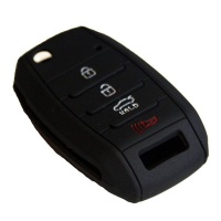 Silicone Car Key Protector - Kia 3 & 4 Button Flip Key - Black Photo