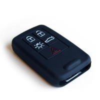 Silicone Car Key Protector - Volvo 5 Button Keyless Entry - Black Photo