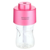 Portable Mini Water Bottle Cap USB Air Humidifier with Night Light - Pink Photo