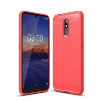 Nokia Carbon Fibre Silicone Gel Case Cover For 3.2 Red Photo