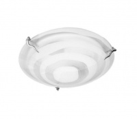 Opaque Glass Ceiling Fitting with Satin Chrome Skew Clips Photo