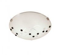 Ceiling Fitting with Patterned Frosted Glass and Black Beads Photo