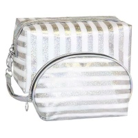 Cosmetic Bag Combo - Silver & White Photo