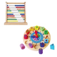 Wooden Toys Abacus & Shape Sorting Clock Photo