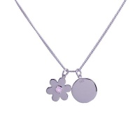 Daisy Disc Necklace With Pink Rose Quartz Photo