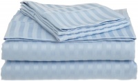 Hotel collection 100% cotton Pin Stripe Queen bedsheet set - Blue Photo