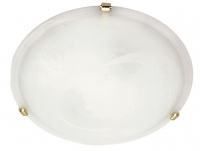 Metal Base Ceiling Fitting with Alabaster Glass and Gold Clips Photo
