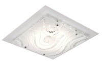 Square Polished Chrome Ceiling Fitting With White Patterned Glass Photo