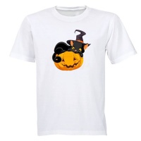 Cat on a Pumpkin - Halloween - Kids T-Shirt Photo