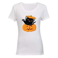 Halloween Kitten in a Pumpkin - Ladies - T-Shirt Photo