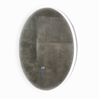 Linea Next Slim Round LED Bathroom Mirror with Clock and Temperature Photo