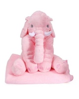 Comfy Soft Baby Elephant Pillow with Plush Blanket - Pink Photo