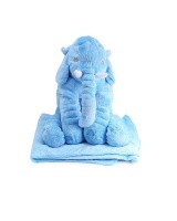 Comfy Soft Baby Elephant Pillow with Plush Blanket - Blue Photo