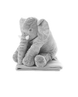 Comfy Soft Baby Elephant Pillow with Plush Blanket - Grey Photo
