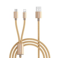 Romoss 2in1 USB to Lightning|Micro USB 1.5m Cable Gold Photo
