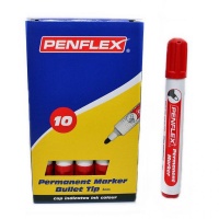 Penflex PM 15 Permanent Markers Bullet Tip Box-10 Red Photo