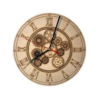 Wall Clock - Engraved Hardwood - Geared Down Photo