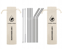Stainless Steel Straws - 6mm 8mm Combo - 8 Eco Bag Photo