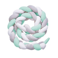 Cot Bed Braided Bumper - White/Green/Grey - 2m Photo