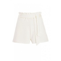 Quiz Ladies Petite Cream Paper Bag Shorts - Cream Photo
