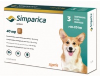 SIMPARICA 40mg Turquoise 10.1-20.0kg 3 Chewable Tablets Photo