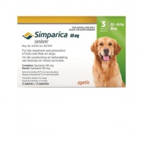 SIMPARICA 80mg Green 20.1-40.0kg 3 Chewable Tablets Photo