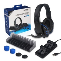 Dobe 5" 1 Headphones - Charging Dock -Game Stand -Silicon Caps For PS4 Photo