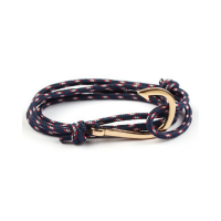 Gold Hook Bracelet - Navy and White Nylon Rope Photo