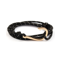 Gold Hook Bracelet - Black and White Nylon Rope Photo