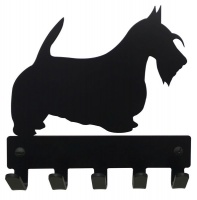Scottish Terrier Key Rack & Leash Hanger 5 Hooks V1 - Black Photo