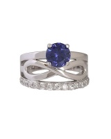 Miss Jewels-CD DESIGNER JEWELRY CZ Tanzanite Infinity Style Ring- Size 8.5 Photo