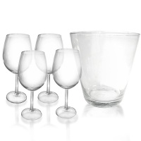 Eco 5 Piece Wine glasess and Wine Bucket Glass Gift Set Photo