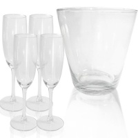 Eco 5 Piece Champagne Glass 4 Piece and Champagne Cooler Gift Set Photo