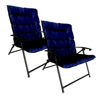 Padded Folding Chairs -Plain Navy With 2 Adjustable Positions X2 Photo