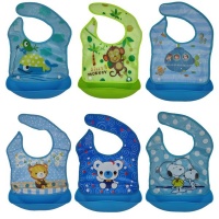 Detachable Food Catcher Washable Baby Bib Boy Bundle - Set of 6 Photo