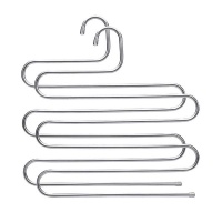 HomeFX S-Type Stainless Steel Clothes Pants Hangers - 2 Pack Photo