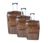 Nexco Luggage Set of 3 PU Leather Travel Suitcases 28'24'22' inch - Brown Photo