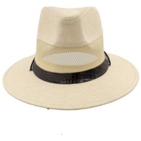 Panama fedora mesh straw hat for men and women-cream white- 58cm Photo