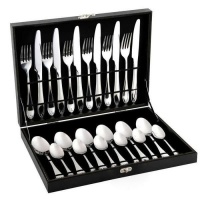 24 Piece Cutlery Set- Silver Black Photo