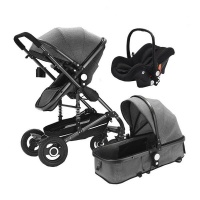 Baby stroller 3" 1 newborn baby carriage - Black Photo