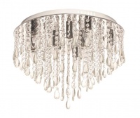 Bright Star Lighting Polished Chrome LED Ceiling Fitting with Glass and Acrylic Crystals Photo