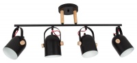 Bright Star Lighting Black Iron and Wood Ceiling Fitting Photo