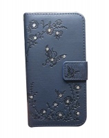 Apple Bling Divine PU Leather Book Flip Cover iPhone XS - Navy Photo