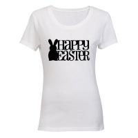 Happy Easter - Bunny Silhouette - Ladies - T-Shirt Photo