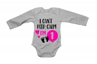 I Can't Keep Calm I'm 1 - Pink - LS - Baby Grow Photo