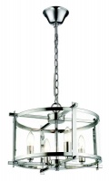 4 Light Round Polished Chrome Chandelier with Clear Glass Photo
